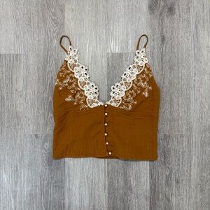 Free People Cute Brown Crop Top